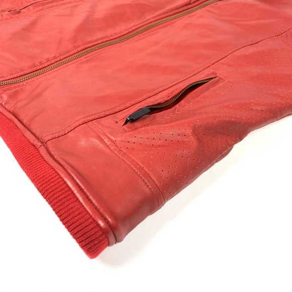 Levis Faux Red Leather Fleece Lined Truckers Jacket Medium - Picture 7 of 13